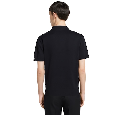Silk cotton knit polo shirt