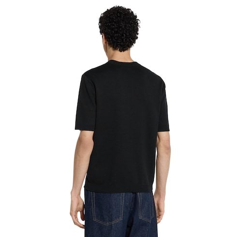 T-shirt in seta e cotone con intarsio Gucci