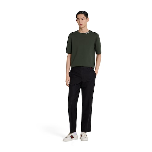 T-shirt in maglia di cotone e seta con intarsio