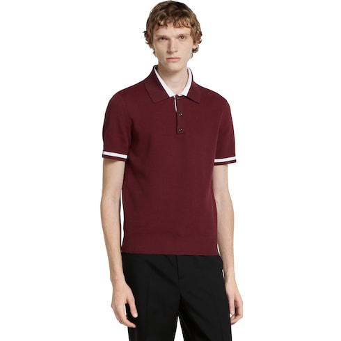 Cotton piquet polo shirt with intarsia