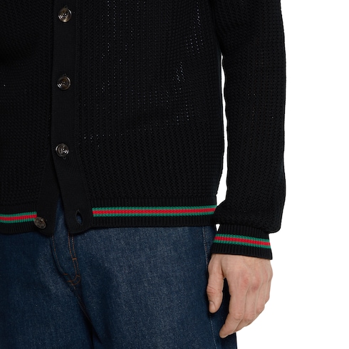 Cardigan in maglia di cotone con nastro Web