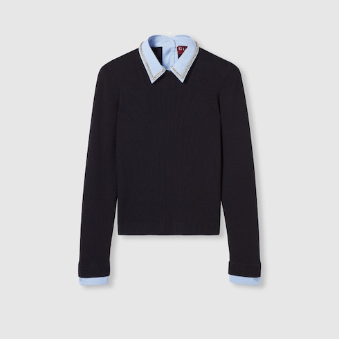 Wool sweater with embroidery