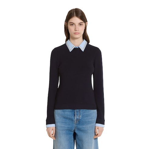 Wool sweater with embroidery