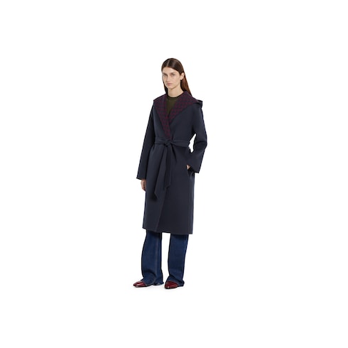 Cappotto reversibile in lana e seta con cappuccio