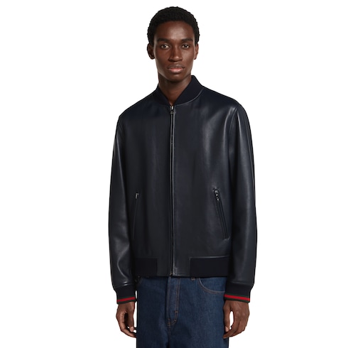 Chaqueta con zipper de piel de nappa