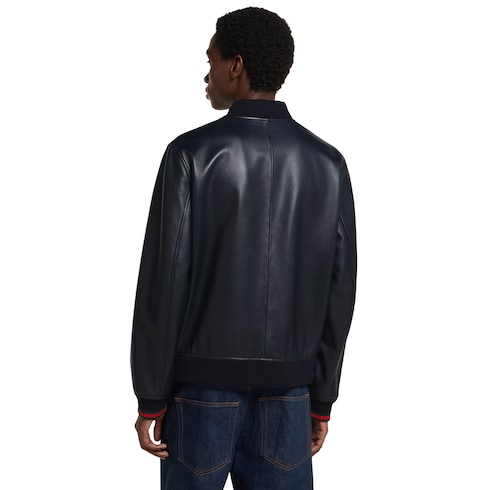 Veste zippée en cuir nappa