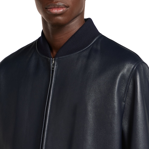 Chaqueta con zipper de piel de nappa