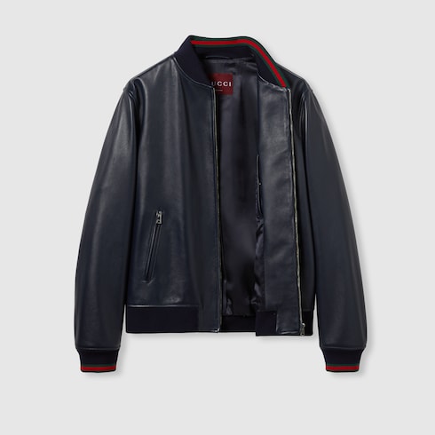 Chaqueta con zipper de piel de nappa