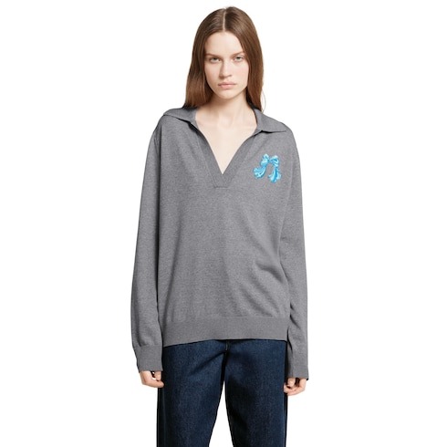 Poloshirt aus extrafeiner Wolle mit Patch