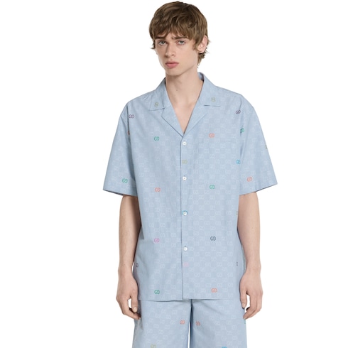 Striped cotton bowling shirt 