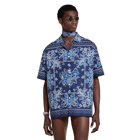 Chemise de bowling en popeline de coton à imprimé