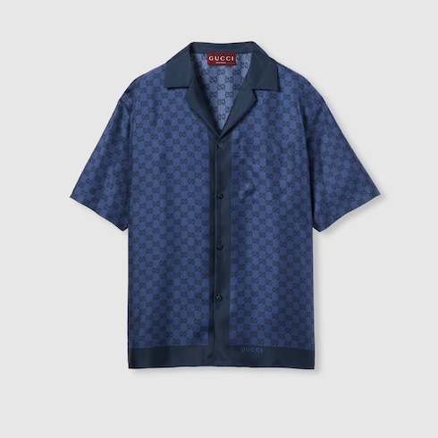 Camisa de bolos de sarga de seda con estampado