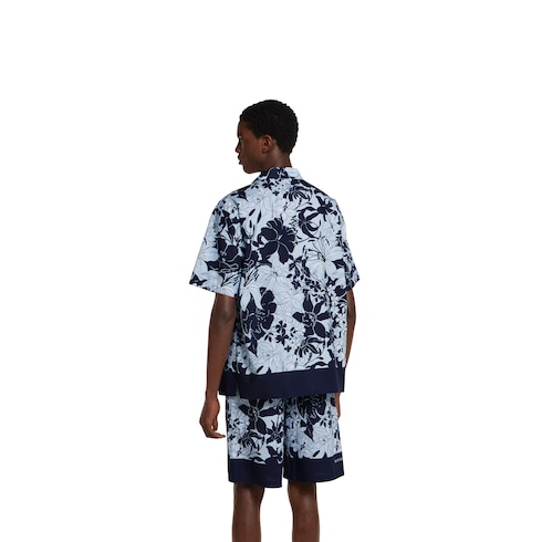 Printed cotton poplin bowling shirt