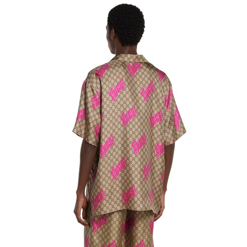 Bowling-Shirt aus Seidentwill mit Print