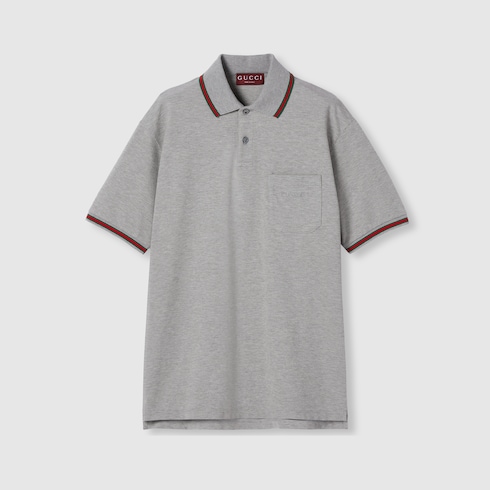 Cotton piquet polo shirt with embroidery