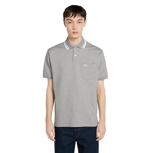 Chemise polo en piqué de coton avec broderie