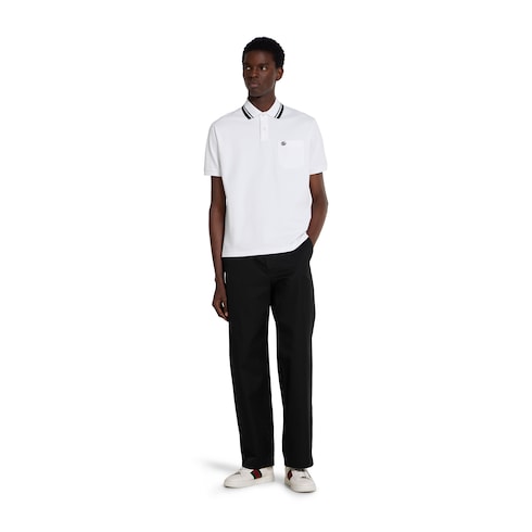 Chemise polo en piqué de coton avec broderie