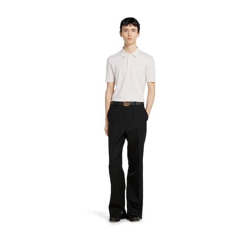 Poloshirt aus Wollstrick mit Web