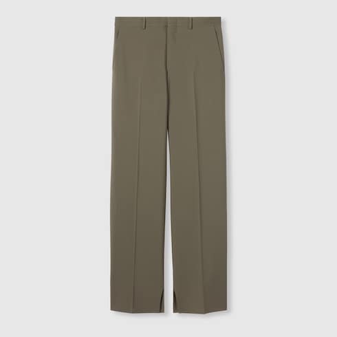 Wool gabardine pant with embroidery