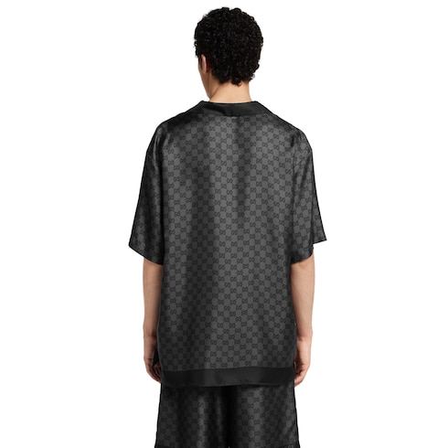 Chemise de bowling en twill de soie à imprimé