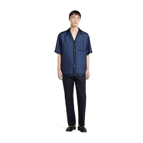 Chemise de bowling en twill de soie à imprimé