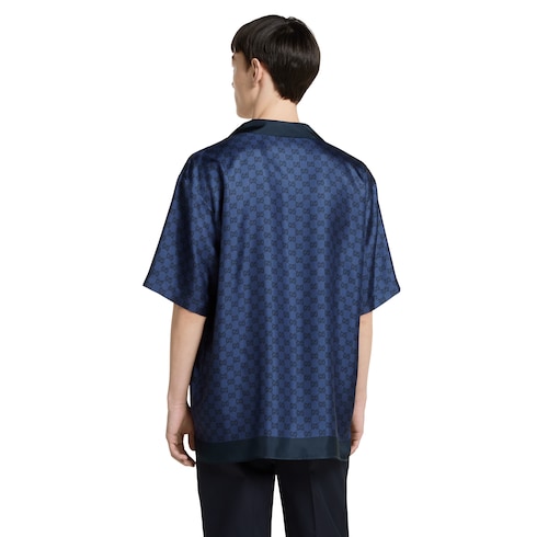 Camisa de bolos de sarga de seda con estampado