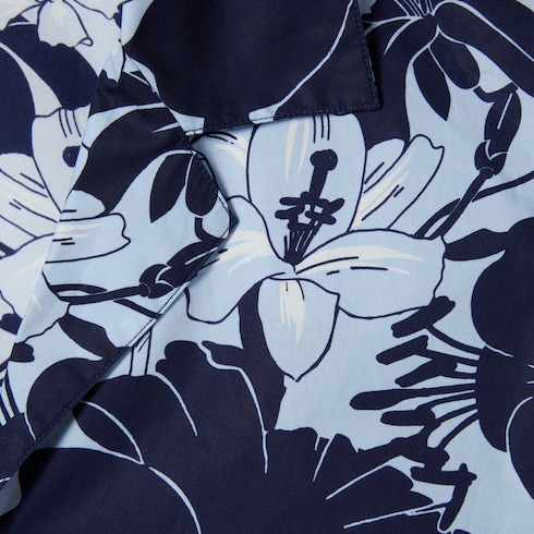 Printed cotton poplin bowling shirt