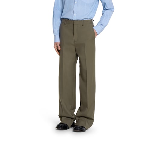 Wool gabardine pant with embroidery