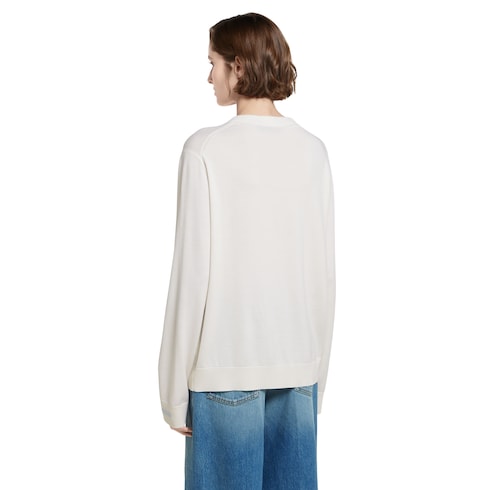 Extra fine wool cardigan with patch