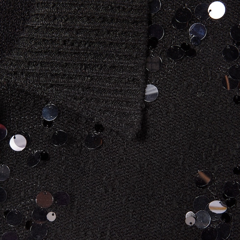 Tweed blend polo cardigan with embroidery