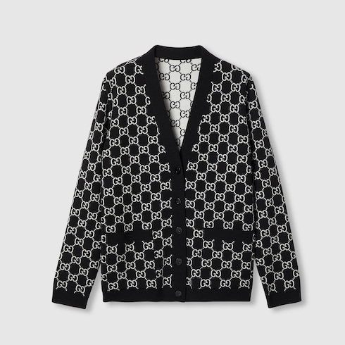 Cardigan réversible en jacquard de laine GG