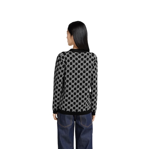 Cardigan réversible en jacquard de laine GG
