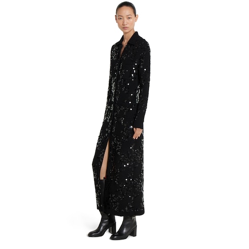 Polokleid aus Tweed-Mischung mit Stickerei