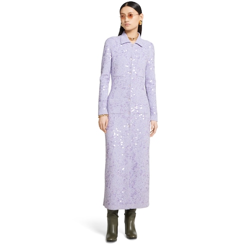 Embroidered sequin polo dress