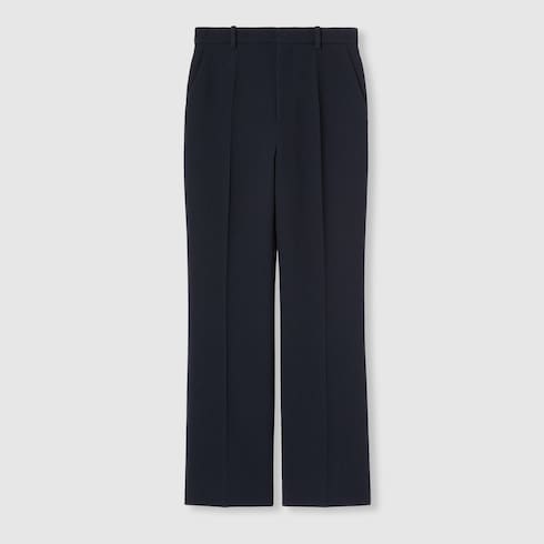 Light wool crêpe pant with embroidery