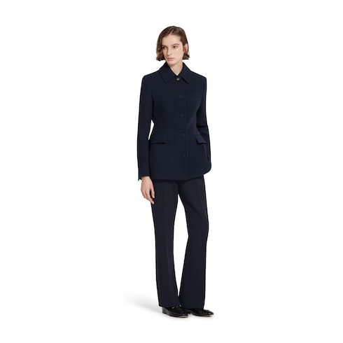 Pantalone in crêpe di lana fine con ricamo