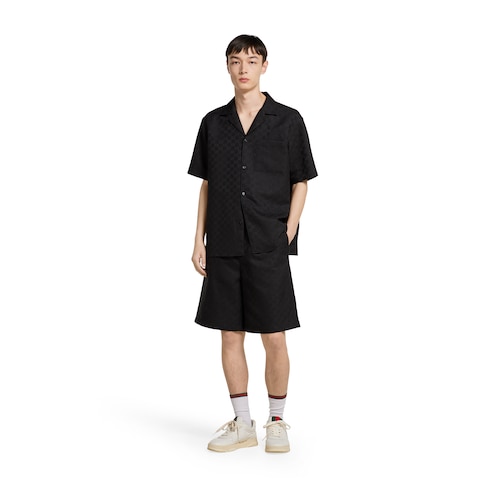 Short en toile en mélange de lin à motif GG