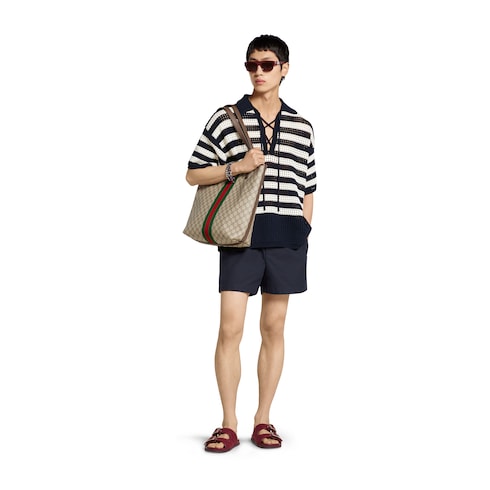 Shorts aus Oxford-Baumwolle mit Stickerei