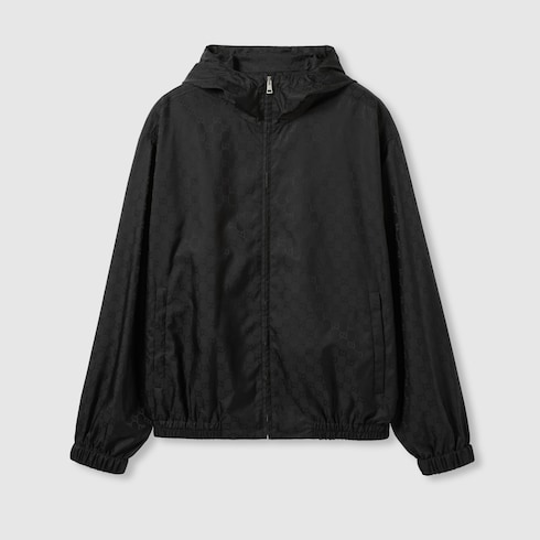 Chaqueta con zipper de jacquard de nylon con GG