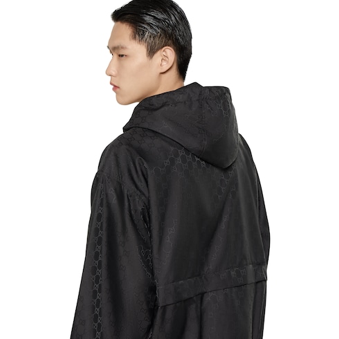 Chaqueta con zipper de jacquard de nylon con GG