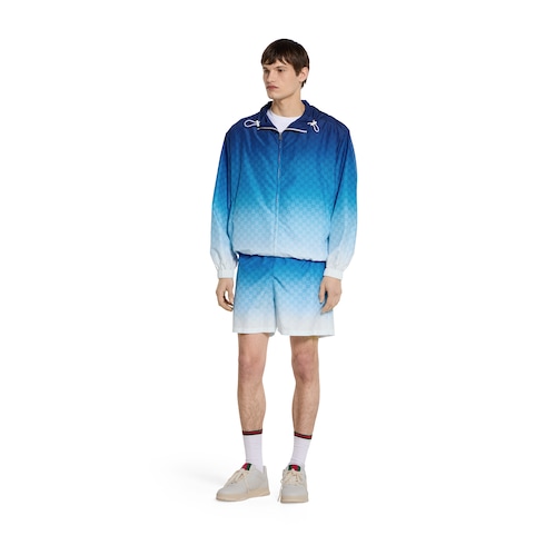 Printed technical poplin zip jacket