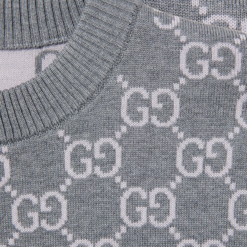 Haut réversible en jacquard de laine fine GG