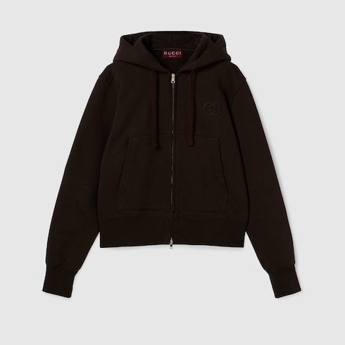 Brushed cotton jersey zip sweatshirt