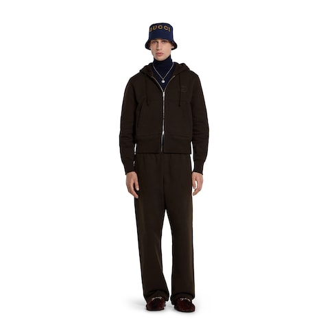 Brushed cotton jersey zip sweatshirt