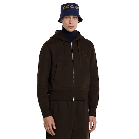 Brushed cotton jersey zip sweatshirt