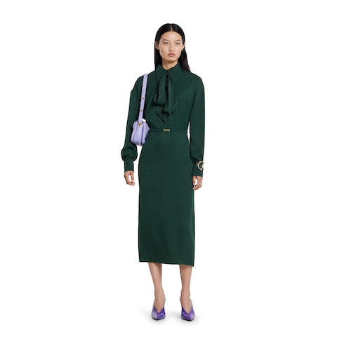 Vestido jacquard de seda con GG entrelazada