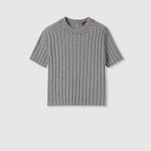 ソフトウール＆カシミア リブ トップ