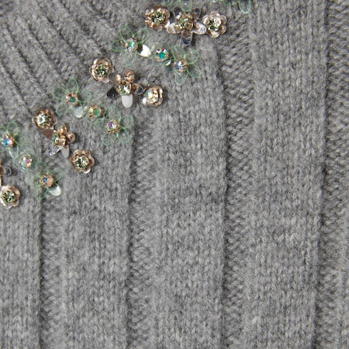 Rib soft wool and cashmere cardigan