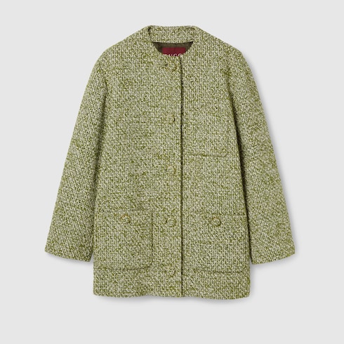 Manteau en laine et coton bouclés