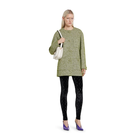 Manteau en laine et coton bouclés
